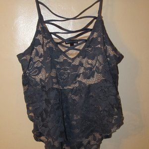 Lace overlay tank crop